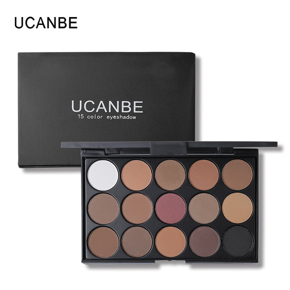 UCANBE Brand 15 Earth Color Shimmer Matte Eyeshadow Palette Makeup Kit Pigment Glitter Eye Shadow Nude Smoky Palette Cosmetics