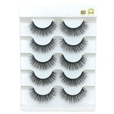 5 Pairs 2 Styles 3D Faux Mink Hair Soft False Eyelashes Fluffy Wispy Thick Lashes Handmade Soft Eye Makeup Extension Tools