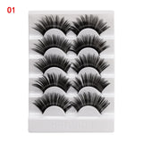 5 Pairs 2 Styles 3D Faux Mink Hair Soft False Eyelashes Fluffy Wispy Thick Lashes Handmade Soft Eye Makeup Extension Tools